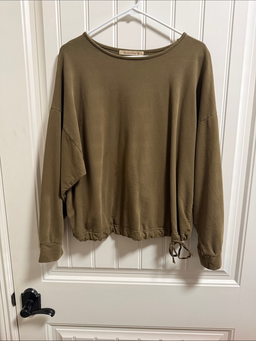 Relaxed Olive Green Drawstring Hem Sweatshirt - Women's